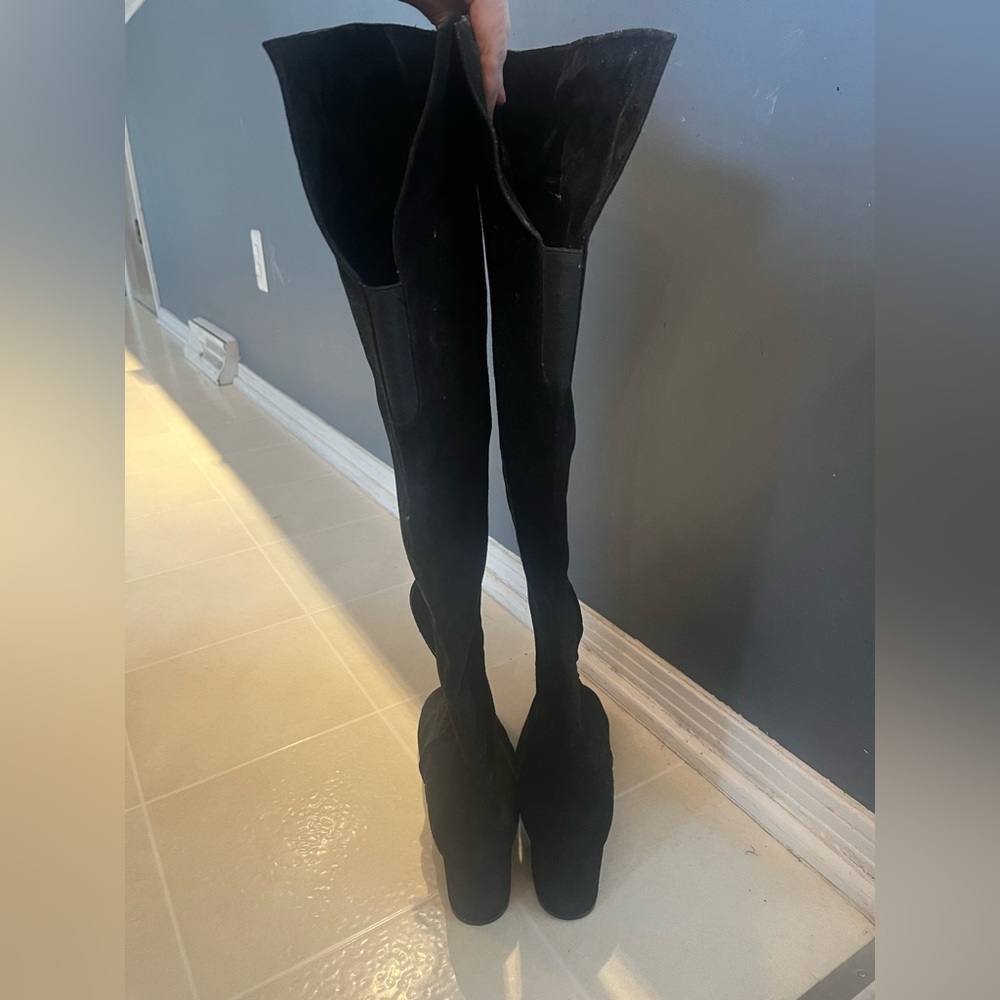 Black suede leather over the knee boots - halogen - 9.5 - Picture 5 of 7